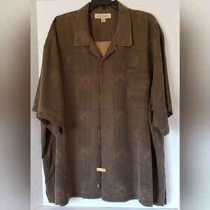 Men's Tommy Bahama Hawaiian Brown Short Sleeve Shirt w/Coconut Buttons Size XXL